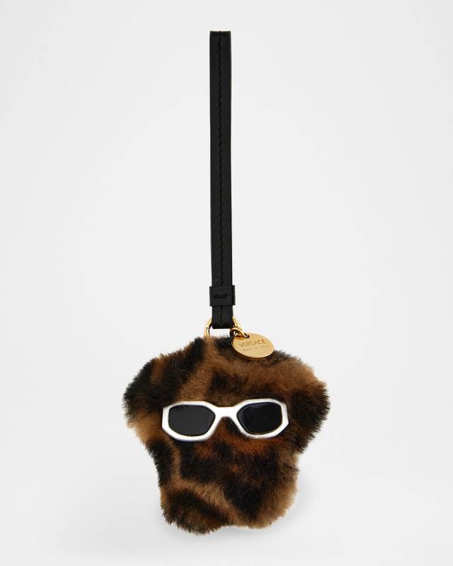 Animal-Print Shearling Bag Charm